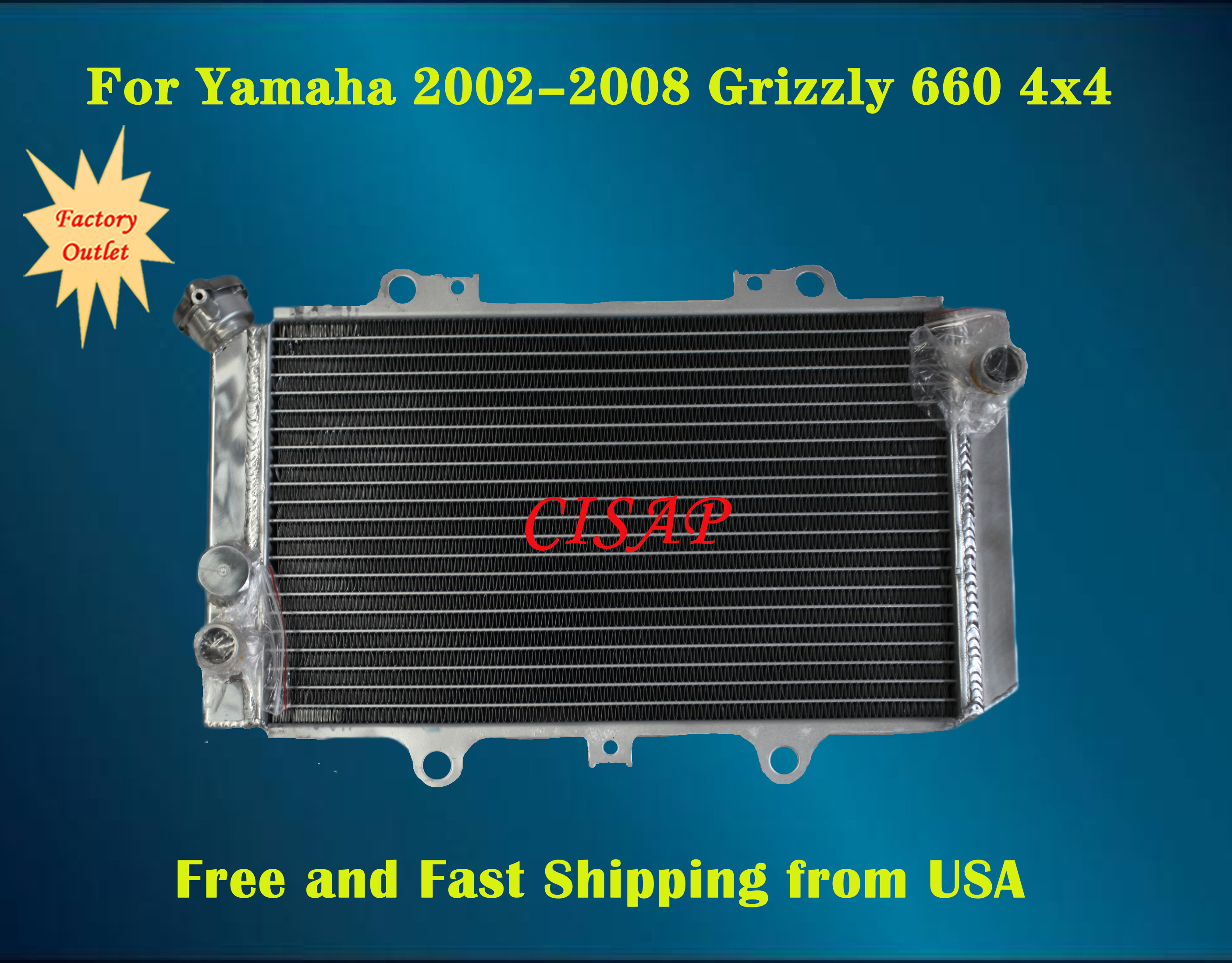 For Yamaha 20022008 03 04 05 06 07 Grizzly 660 4x4 Aluminum radiator